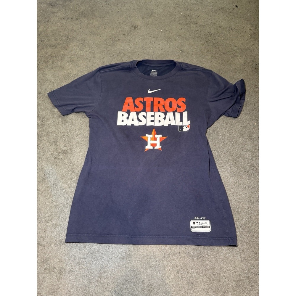 Nike Houston Astros Baseball Dri-FIT MLB Navy Graphic T Shirt Mens Medium